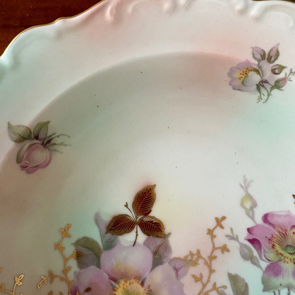 Schumann Arzberg Bavaria Pedestal Bowl Floral Gold‎ Gilt Scalloped German 56 - Picture 5 of 9